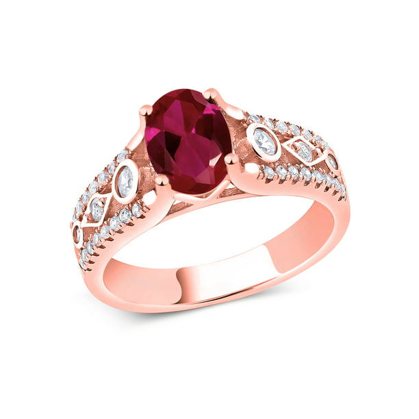 3 Stone Birthstones in 18K Rose Gold Plated Silver Ring Gem Stone King Build Your Own Ring 